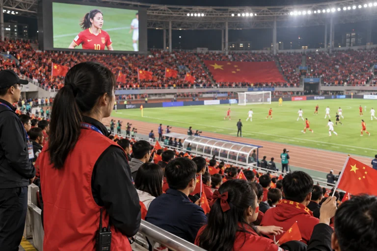 球迷在观赛活动中为U20女足加油助威
